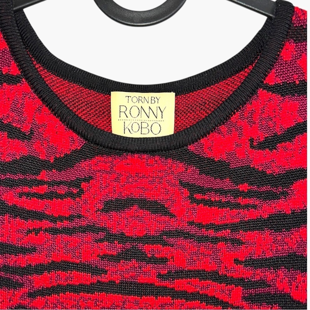 REVOLVE FAVORITE | Torn by Ronny Kobo Malu Tiger Red Black Jacquard knit Dress S - Picture 6 of 7
